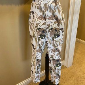 JULES & LEOPOLD SLIM CAPRI PULL-ON FLORAL STRETCH PANT X-SMALL PETITE